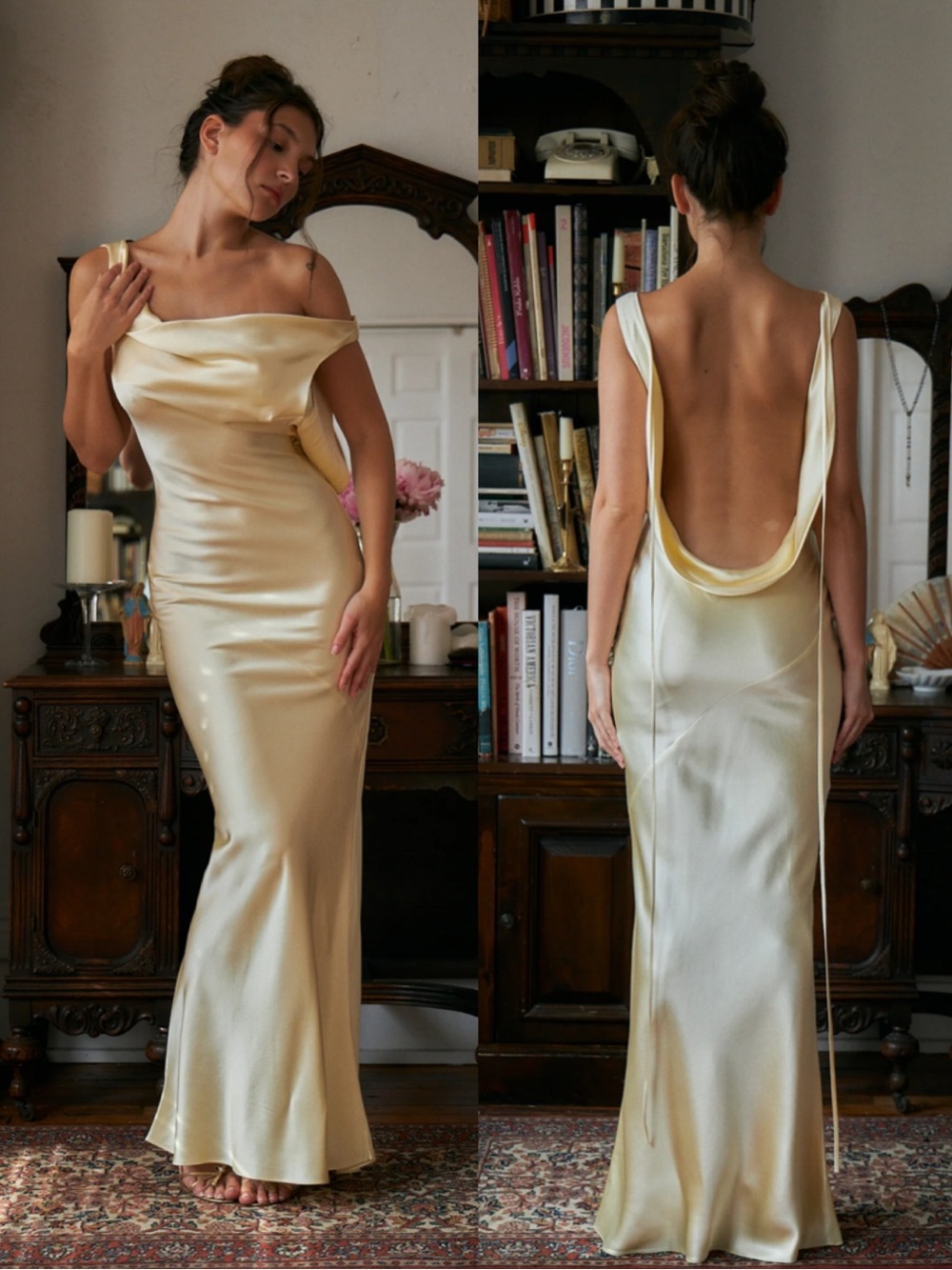 Mirror Palais Plunging Back Cowl Dress in Butter Size Medium NEW! New with tags! - Picture 3 of 8